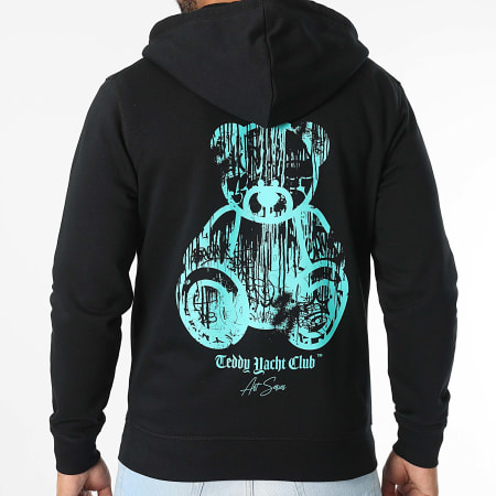 Teddy Yacht Club - Sweat Zippé Capuche Art Series Dripping Mono Noir Turquoise