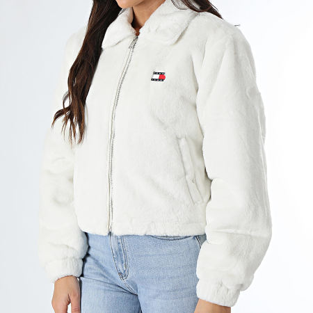 Tommy Jeans Doudoune Fourrure Femme Faux Fur 9523 Blanc