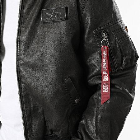 Alpha Industries - Veste Capuche Simili Cuir Tec FL Noir