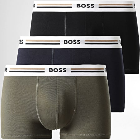 BOSS - Lot De 3 Boxers 50492200 Noir Bleu Marine Vert Kaki