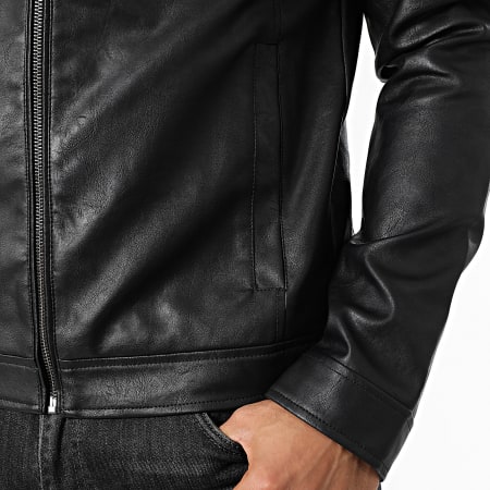 JJREBEL - Veste Simili Cuir Caleb Noir