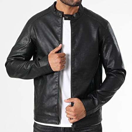 JJREBEL - Veste Simili Cuir Caleb Noir