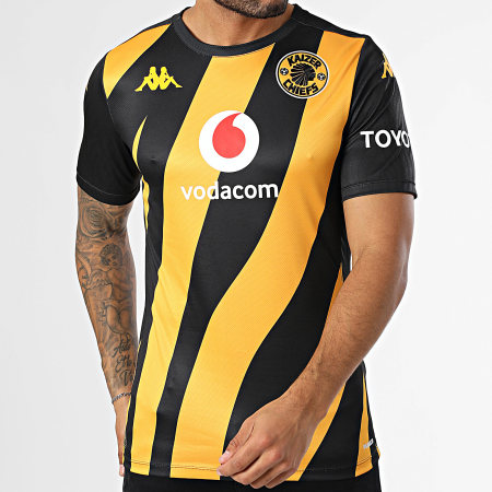 Kappa - Camiseta de fútbol Aboupre Pro 8 AM Kaizer Chiefs 361R5BW Amarillo Negro