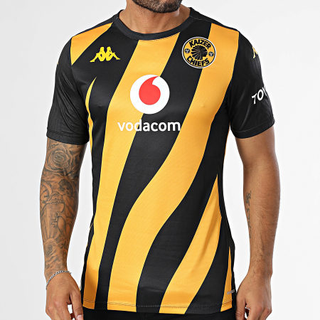 Kappa - Camiseta de fútbol Aboupre Pro 8 AM Kaizer Chiefs 361R5BW Amarillo Negro