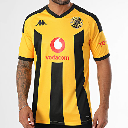 Kappa - Camiseta de fútbol Kombat Kaizer Chiefs 361U8NW Amarillo Negro