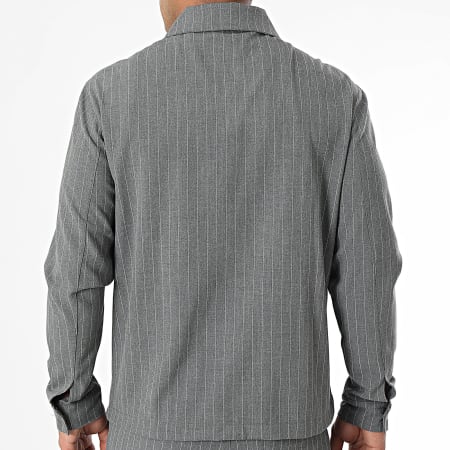 KZR - Ensemble Veste Zippée Et Pantalon A Rayures Gris Anthracite