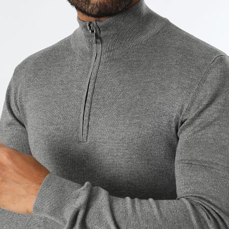 LBO - Lot De 2 Pulls Col Zippé 1291 1293 Noir Gris Clair