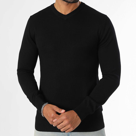 LBO - Lot De 2 Pulls Col V 1283 1282 Noir Blanc