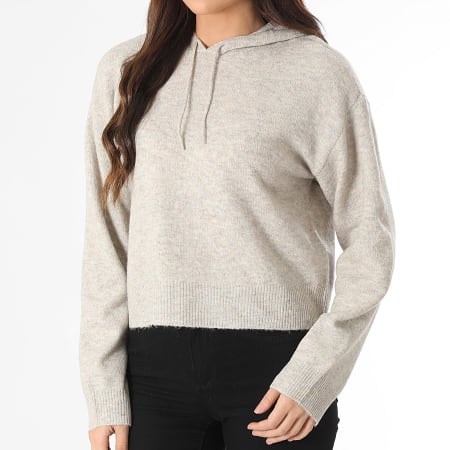 Only - Pull Capuche Femme Rue Beige