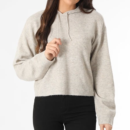 Only - Pull Capuche Femme Rue Beige
