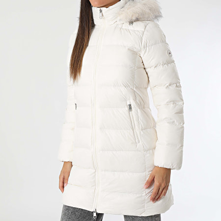 Tommy Hilfiger - Abrigo largo con capucha para mujer Gloss Down Tyra 3122 White
