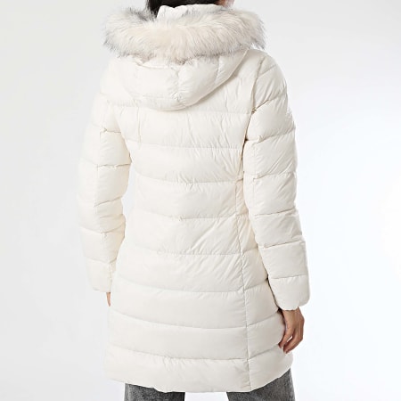 Tommy Hilfiger - Abrigo largo con capucha para mujer Gloss Down Tyra 3122 White