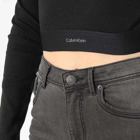 Calvin Klein - Tee Shirt Crop Manches Longues Femme Crop Crew QS7217E Noir