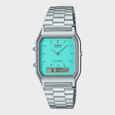 Casio - Reloj Vintage AQ-230A-2A2MQYES Plata Turquesa