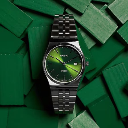 Casio Tijdloos horloge MTP B145D 3AVEF Zilver Groen Ryses