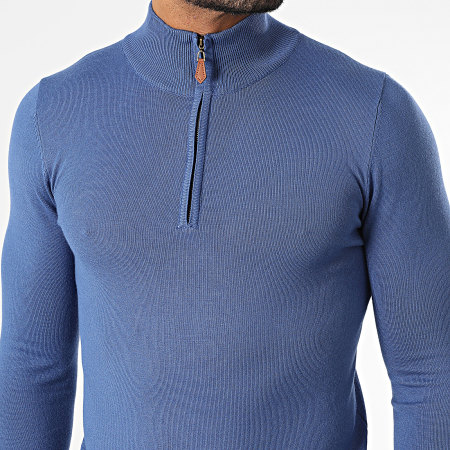 Classic Series - Pull Col Zippé Bleu Roi
