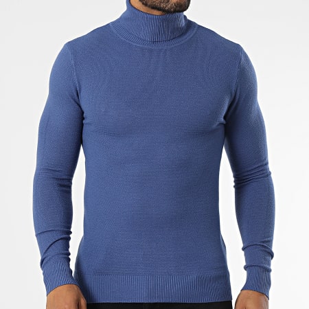 Pull Col Roule Bleu Roi