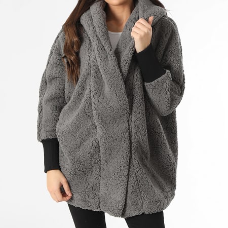 Classic Series - Manteau Fourrure Capuche Femme Cuddle Coatigan Gris