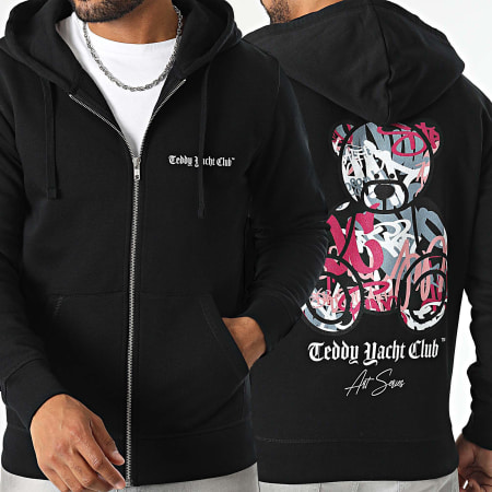 Teddy Yacht Club - Art Series Roze Hooded Sweatshirt met rits Zwart