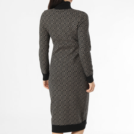 Vero Moda - Robe Pull Col Montant Femme Aria Beige Noir