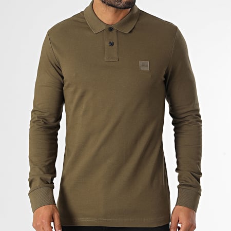 BOSS Polo Manches Longues Passerby 50507704 Vert Kaki