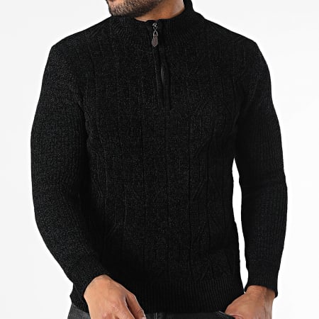 Classic Series - Pull Col Zippé Noir