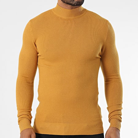 Classic Series Gele Mosterd Opstaande Kraag Sweater Ryses