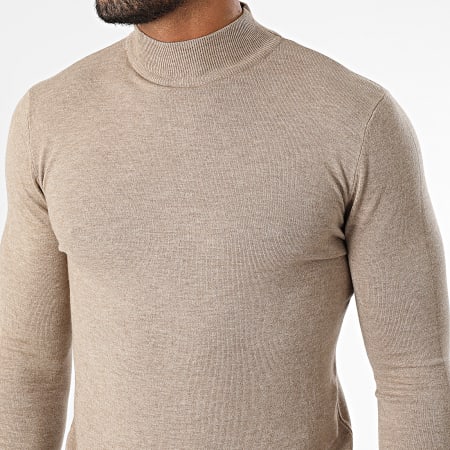 Classic Series - Jersey Cuello Chimenea 665 Beige Jaspeado