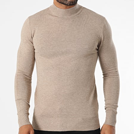 Classic Series - Jersey Cuello Chimenea 665 Beige Jaspeado
