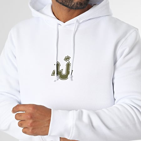 Mougli x La Jungle - Sweat Capuche Logo Blanc Vert Kaki
