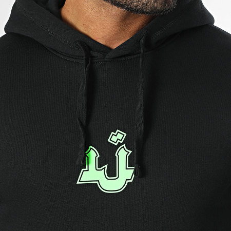 Mougli x La Jungle - Sweat Capuche Logo Noir Vert Fluo