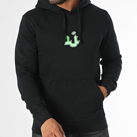 Mougli x La Jungle - Sweat Capuche Logo Noir Vert Fluo