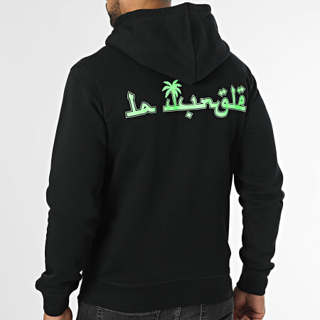 Mougli x La Jungle Sweat Zippé Capuche Logo Noir Vert Fluo