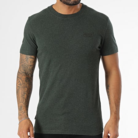 Superdry - Camiseta Essential Logo Bordado M1011245A Verde jaspeado oscuro