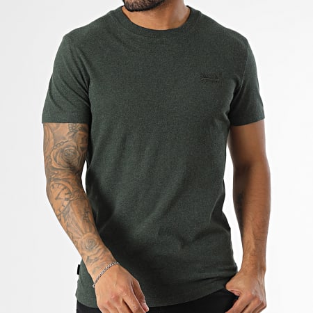 Superdry - Camiseta Essential Logo Bordado M1011245A Verde jaspeado oscuro