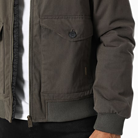 Teddy Smith - Chaqueta con cremallera y cuello de piel de oveja Alexis Verde caqui oscuro