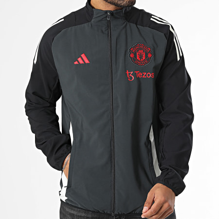 Giacca con zip Manchester United IS8081 Charcoal Grey Black Stripe