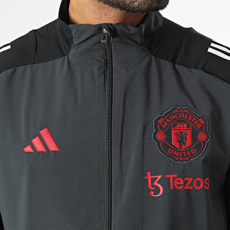 Adidas Sportswear - Veste Zippée A Bandes Manchester United IS8081 Gris Anthracite Noir