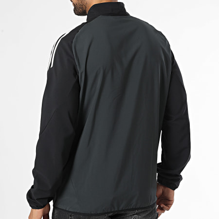 Adidas Sportswear - Veste Zippée A Bandes Manchester United IS8081 Gris Anthracite Noir