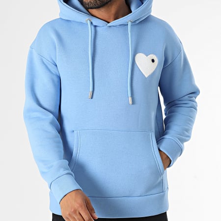 ADJ Sweat Capuche Coeur Chic Bleu Clair Blanc