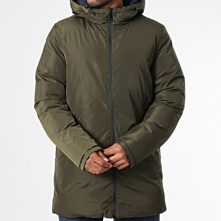 Doudoune Capuche Reversible Vert Kaki Bleu Marine