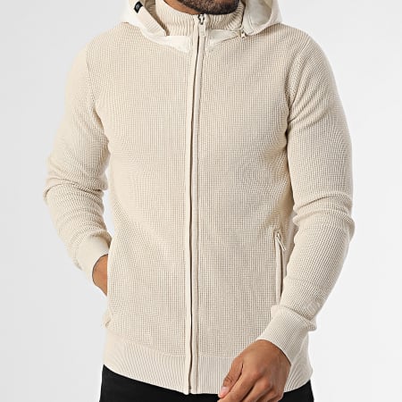 Indicode Jeans Georjes 35 810 Beige Hooded Zip Vest Ryses