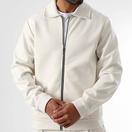 LBO - Conjunto de chaqueta y pantalón con cremallera efecto lana 1481 Blanco