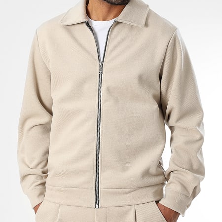 LBO - Conjunto de chaqueta y pantalón con cremallera efecto lana 1480 Beige