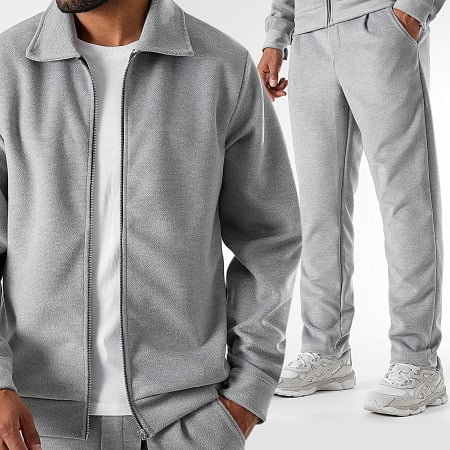 LBO - Conjunto de chaqueta y pantalón con cremallera efecto lana 1479 Gris