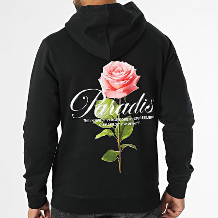 Cappuccio Felpa Nera Con Rosa Globo E-Commerce Calzature