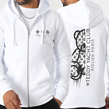 Teddy Yacht Club - Sweat Zippé Capuche Atelier Paris Blanc Noir