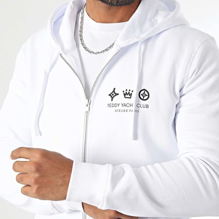 Teddy Yacht Club - Sweat Zippé Capuche Atelier Paris Blanc Noir