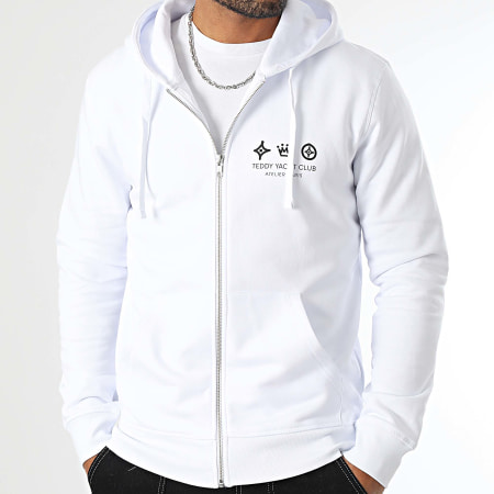 Teddy Yacht Club - Sweat Zippé Capuche Atelier Paris Blanc Noir