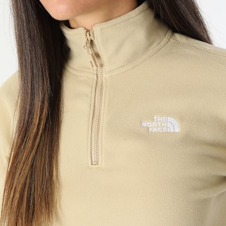 The North Face - Sweat Crop Col Zippé Polaire Femme Glacier A855N Beige